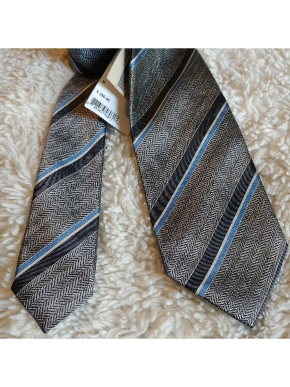 Brioni Handmade Silk Tie Stripe Herringbone Italy Luxury Old Money CEO Executive